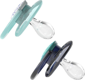 Dr Brown's Πιπίλες Σιλικόνης για 6-18 μηνών με Θήκη Νυκτός Blue-Green 2τμχ